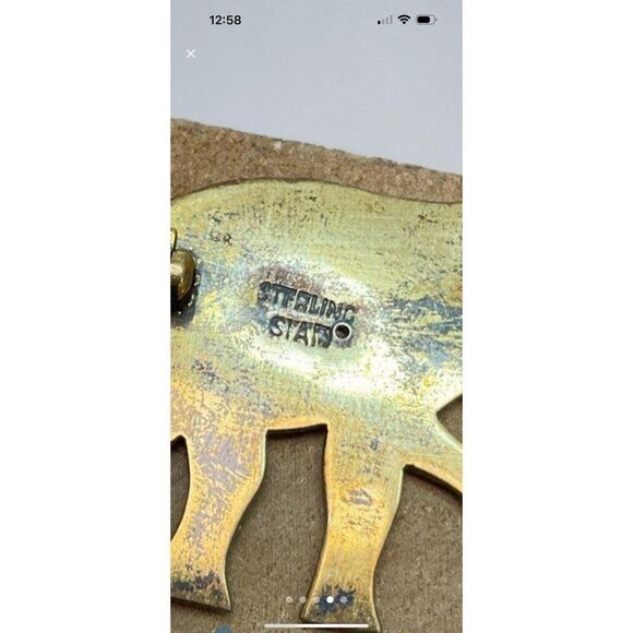 VINTAGE ENAMEL STERLING SILVER SIAM BLUE ELEPHANT BROOCH PIN - Picture 4 of 6